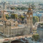 Aerial shot of London, one of the largest expat hubs in the world.