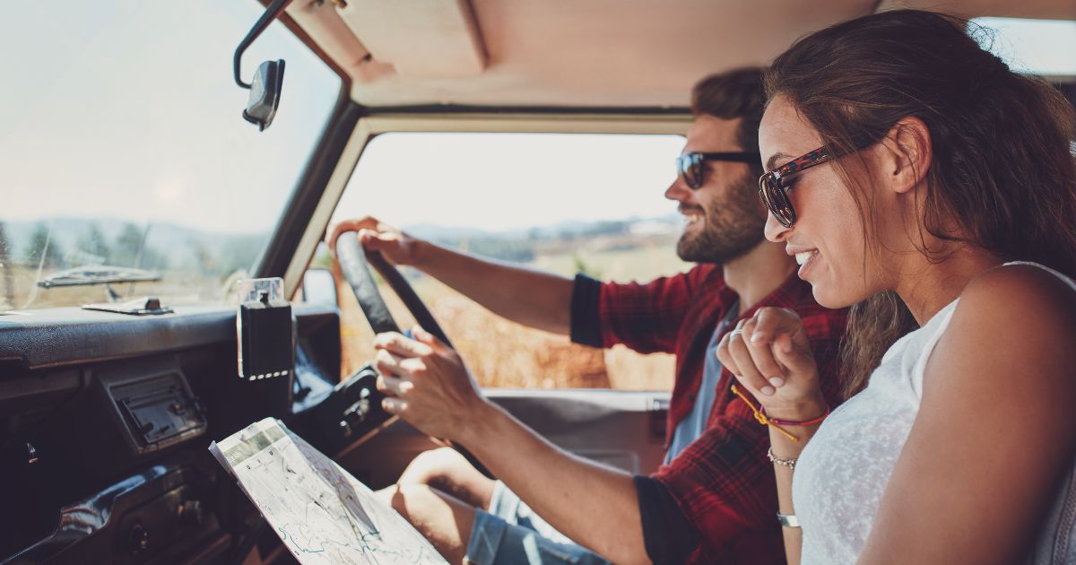 US expat couple on a road trip back home in the United States