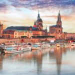 Sunset over the port in Dresden, a German city home to many American expats.