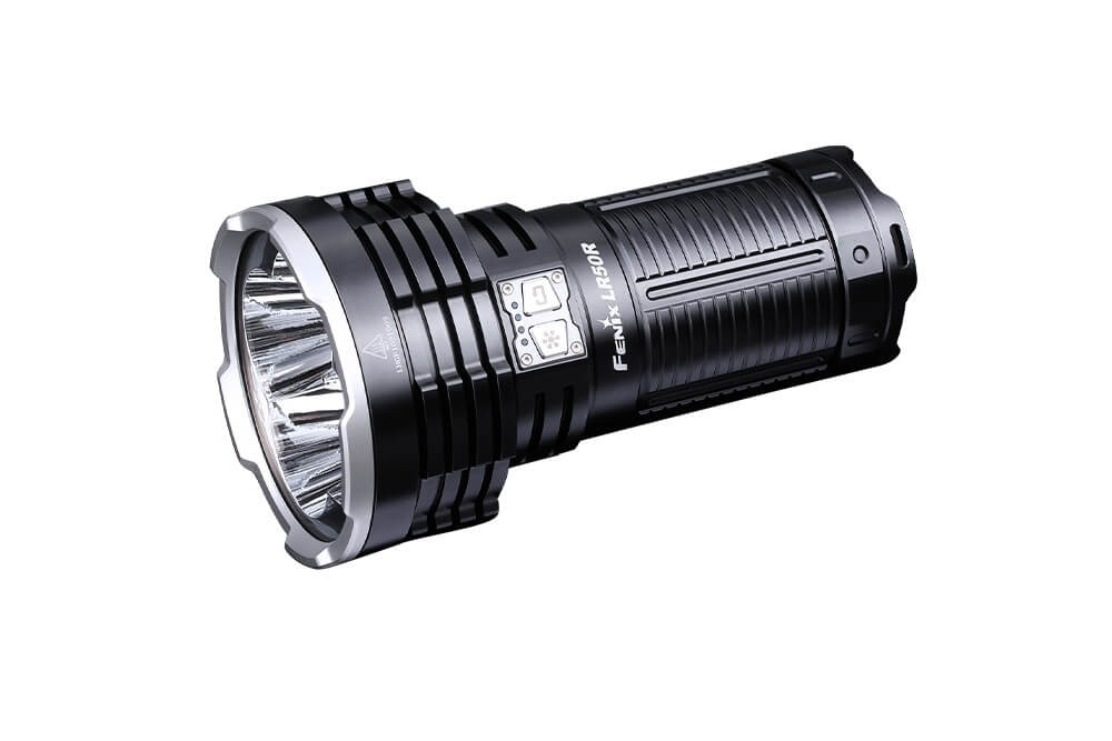 Fenix LR50R Flashlight viewed from the side