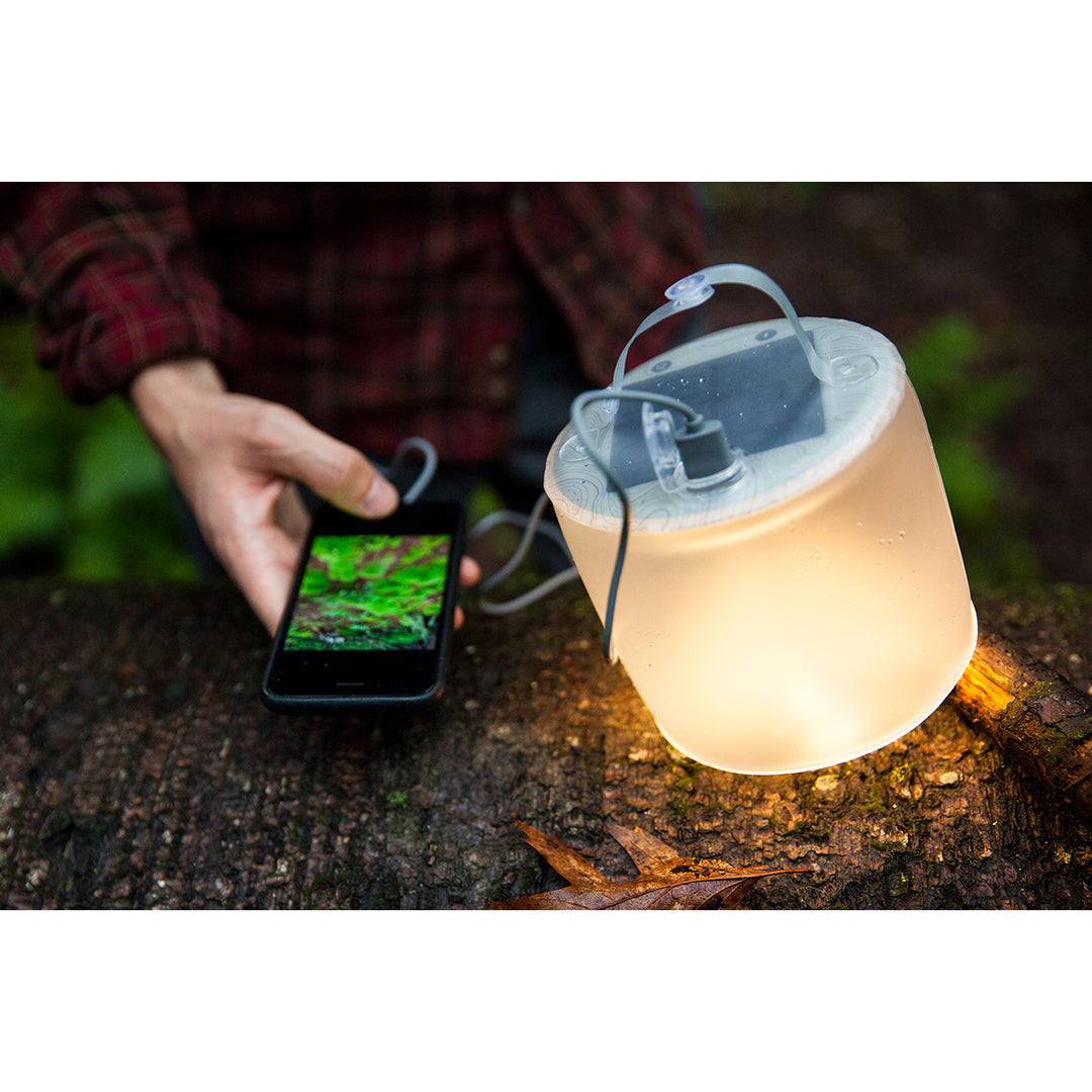  Inflatable solar light illuminating a campsite at night