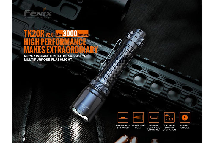 Fenix TK20R V2.0 Rechargeable LED Flashlight - 3000 Lumens