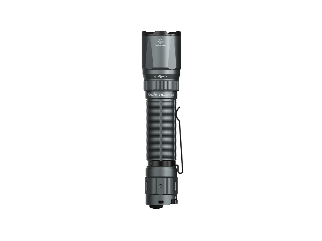 Fenix TK20R UE Flashlight in City Gray as viewed from the top